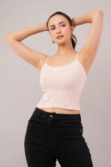 Clobug Women Shoulder Strap Cotton Blend Tank Top