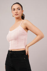 Clobug Women Shoulder Strap Cotton Blend Tank Top