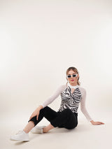 Clobug Women Printed Halter Neck Regular Mesh Top