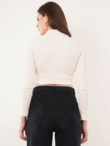 Clobug Women Solid High Neck Full Sleeve Velvet Top