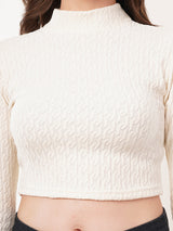 Clobug Women Solid High Neck Full Sleeve Velvet Top