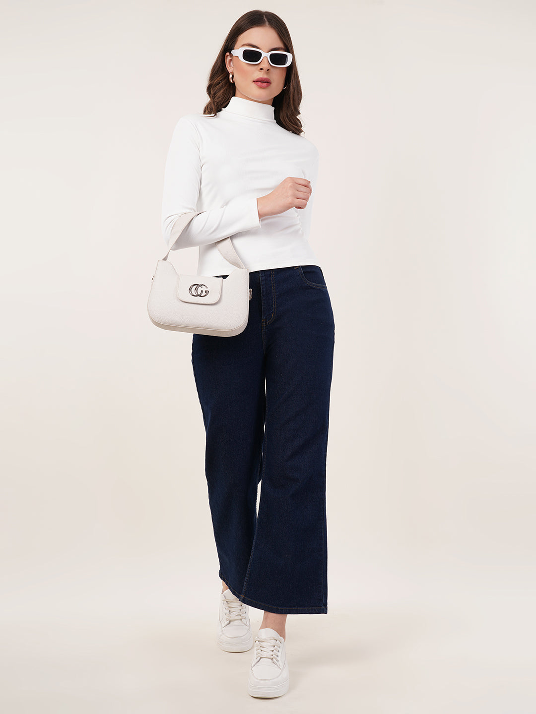 Clobug Women Cotton Blend High Neck Regular Full Sleeve Top