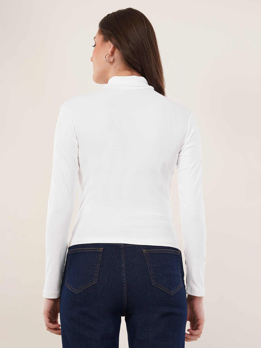 Clobug Women Cotton Blend High Neck Regular Full Sleeve Top