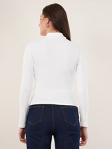 Clobug Women Cotton Blend High Neck Regular Full Sleeve Top
