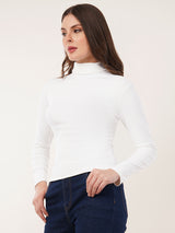 Clobug Women Cotton Blend High Neck Regular Full Sleeve Top