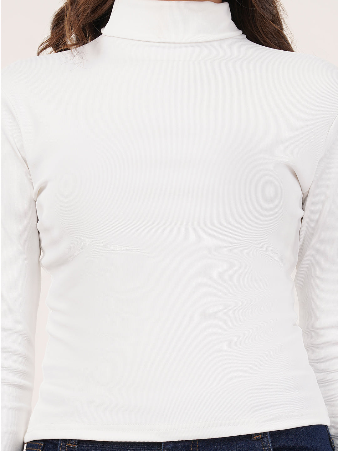 Clobug Women Cotton Blend High Neck Regular Full Sleeve Top