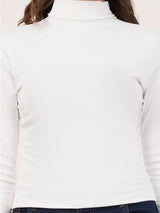 Clobug Women Cotton Blend High Neck Regular Full Sleeve Top