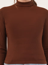 Clobug Women Cotton Blend High Neck Regular Full Sleeve Top