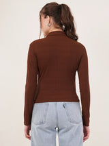 Clobug Women Cotton Blend High Neck Regular Full Sleeve Top