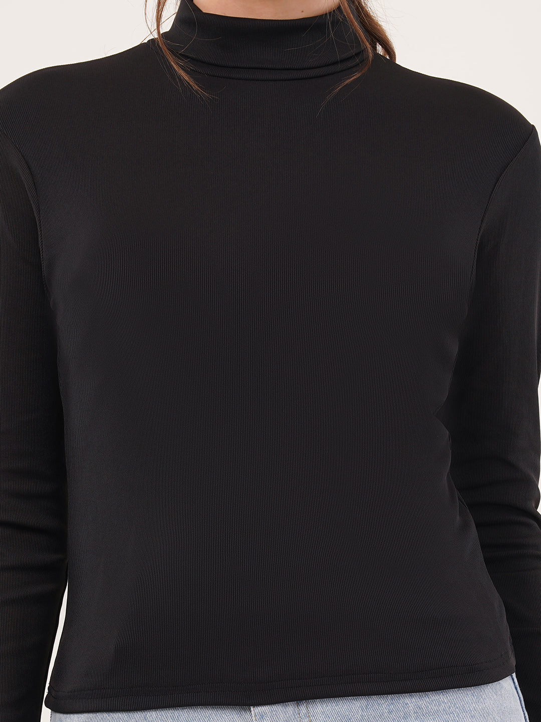 Clobug Women Cotton Blend High Neck Regular Full Sleeve Top