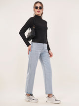 Clobug Women Cotton Blend High Neck Regular Full Sleeve Top