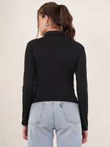 Clobug Women Cotton Blend High Neck Regular Full Sleeve Top