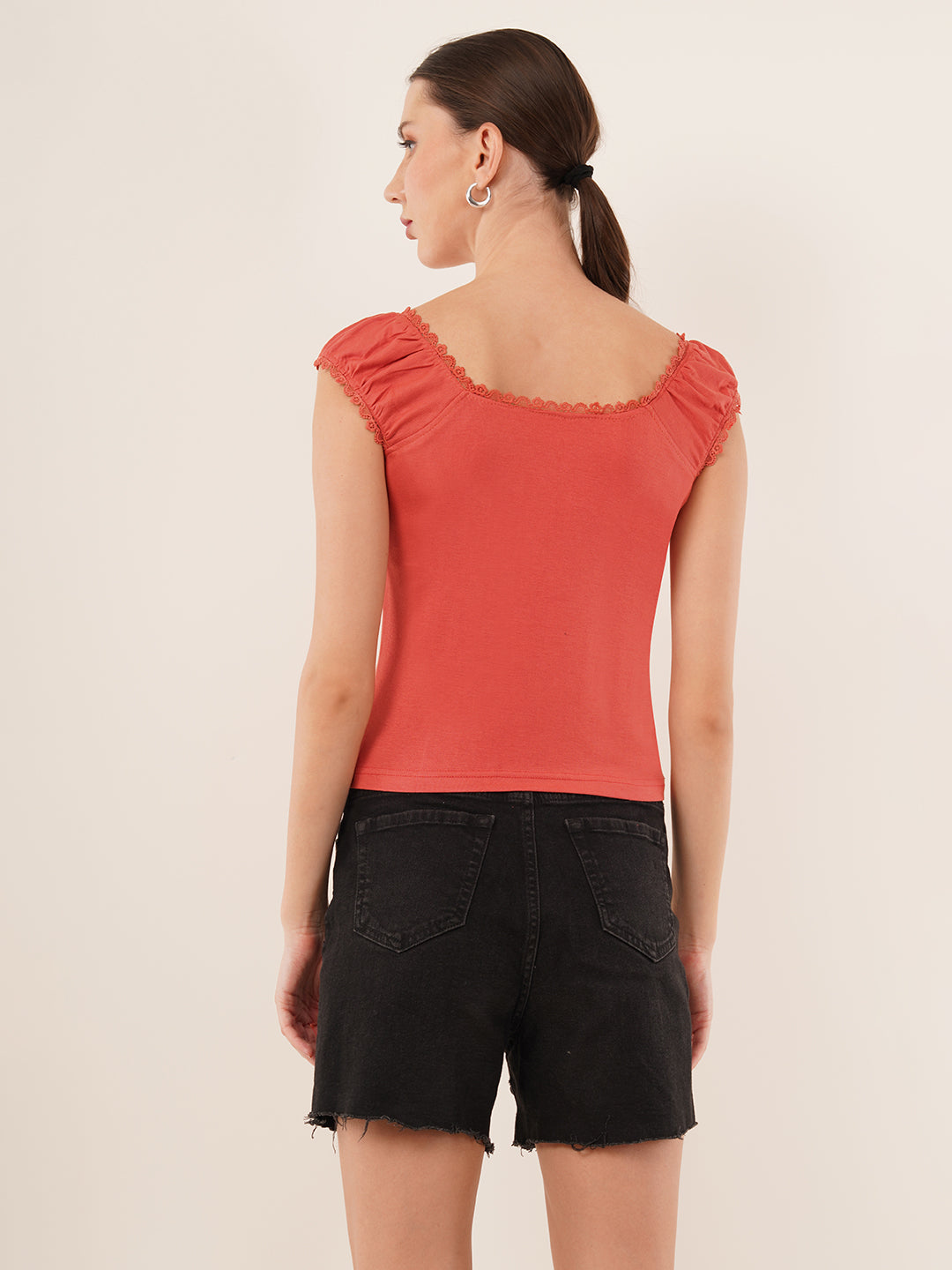 Clobug Women Cotton Blend Short Sleeve Top