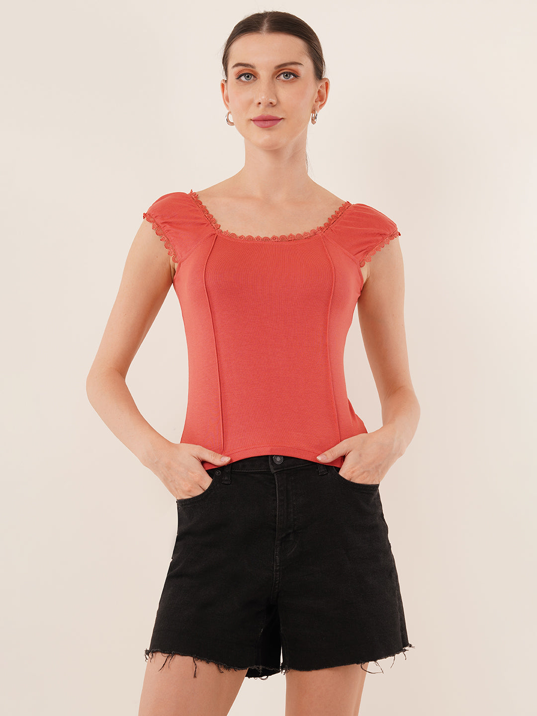 Clobug Women Cotton Blend Short Sleeve Top