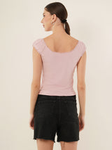 Clobug Women Cotton Blend Short Sleeve Top