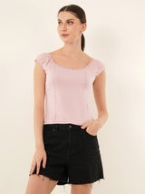 Clobug Women Cotton Blend Short Sleeve Top