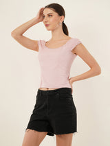 Clobug Women Cotton Blend Short Sleeve Top