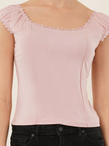 Clobug Women Cotton Blend Short Sleeve Top