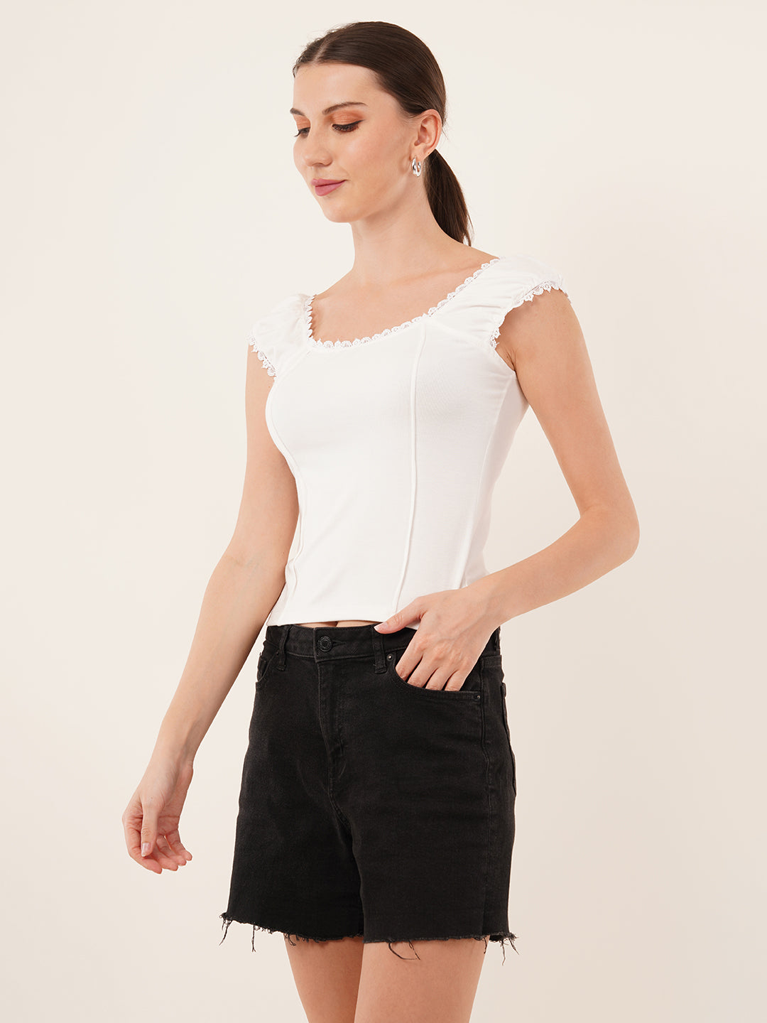 Clobug Women Cotton Blend Short Sleeve Top