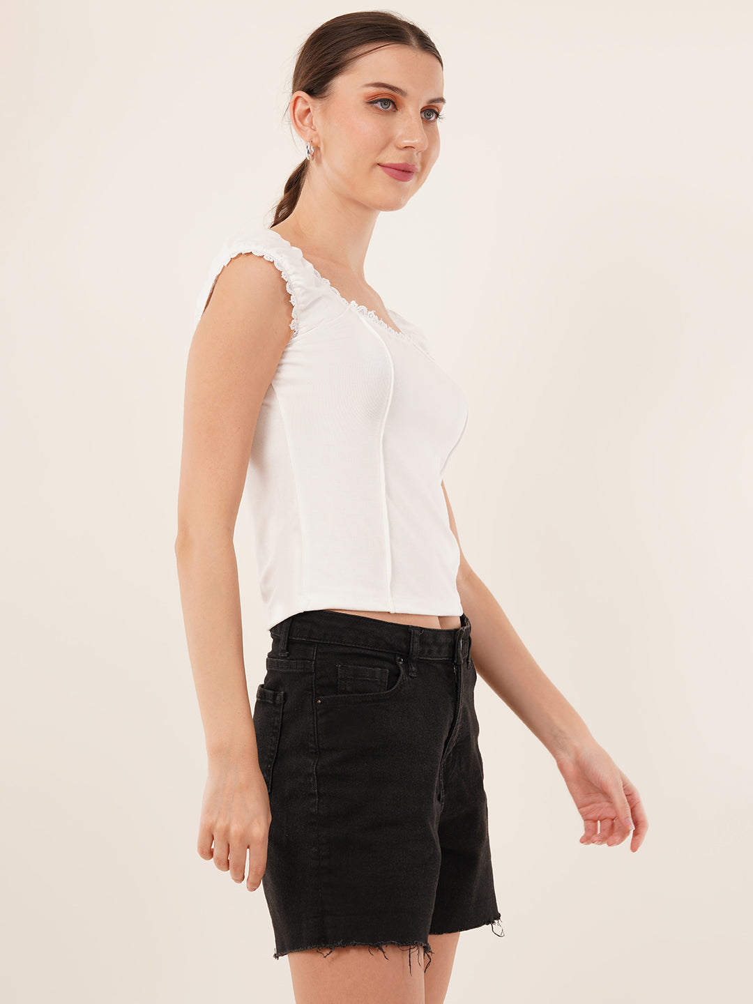 Clobug Women Cotton Blend Short Sleeve Top