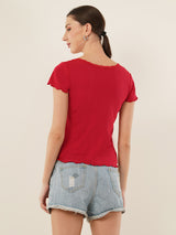 Clobug Women Cotton Blend Short Sleeve Top