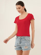 Clobug Women Cotton Blend Short Sleeve Top