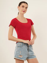 Clobug Women Cotton Blend Short Sleeve Top