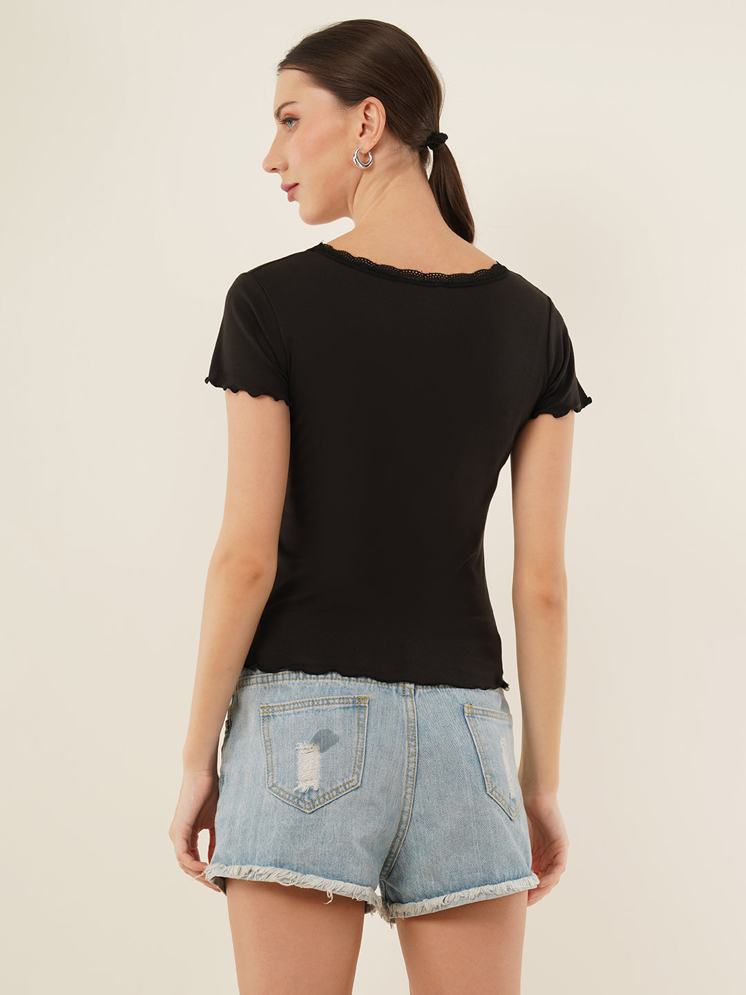 Clobug Women Cotton Blend Short Sleeve Top