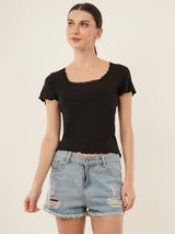 Clobug Women Cotton Blend Short Sleeve Top