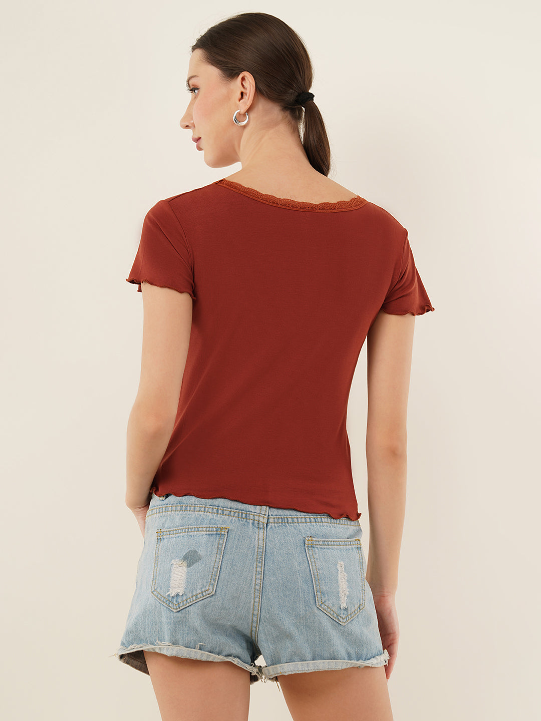 Clobug Women Cotton Blend Short Sleeve Top