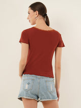 Clobug Women Cotton Blend Short Sleeve Top