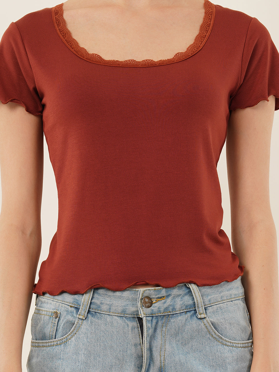 Clobug Women Cotton Blend Short Sleeve Top