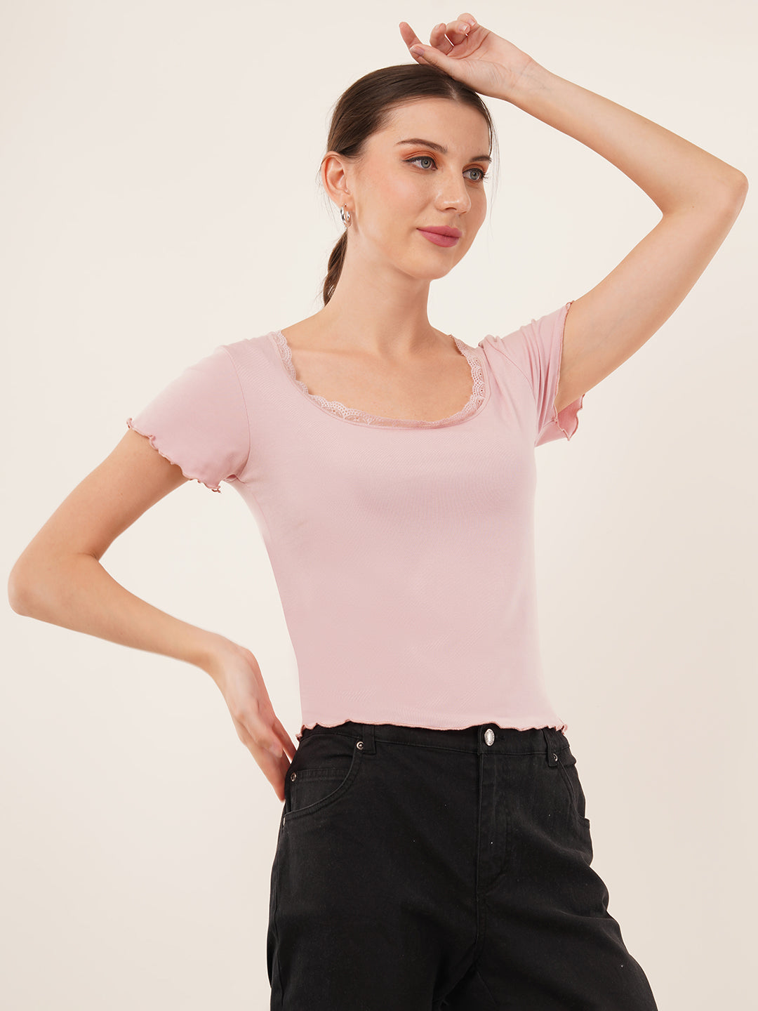 Clobug Women Cotton Blend Short Sleeve Top