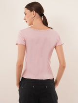 Clobug Women Cotton Blend Short Sleeve Top