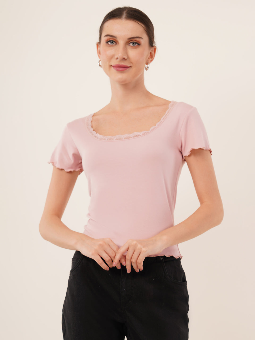 Clobug Women Cotton Blend Short Sleeve Top