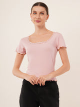 Clobug Women Cotton Blend Short Sleeve Top