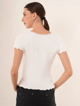 Clobug Women Cotton Blend Short Sleeve Top