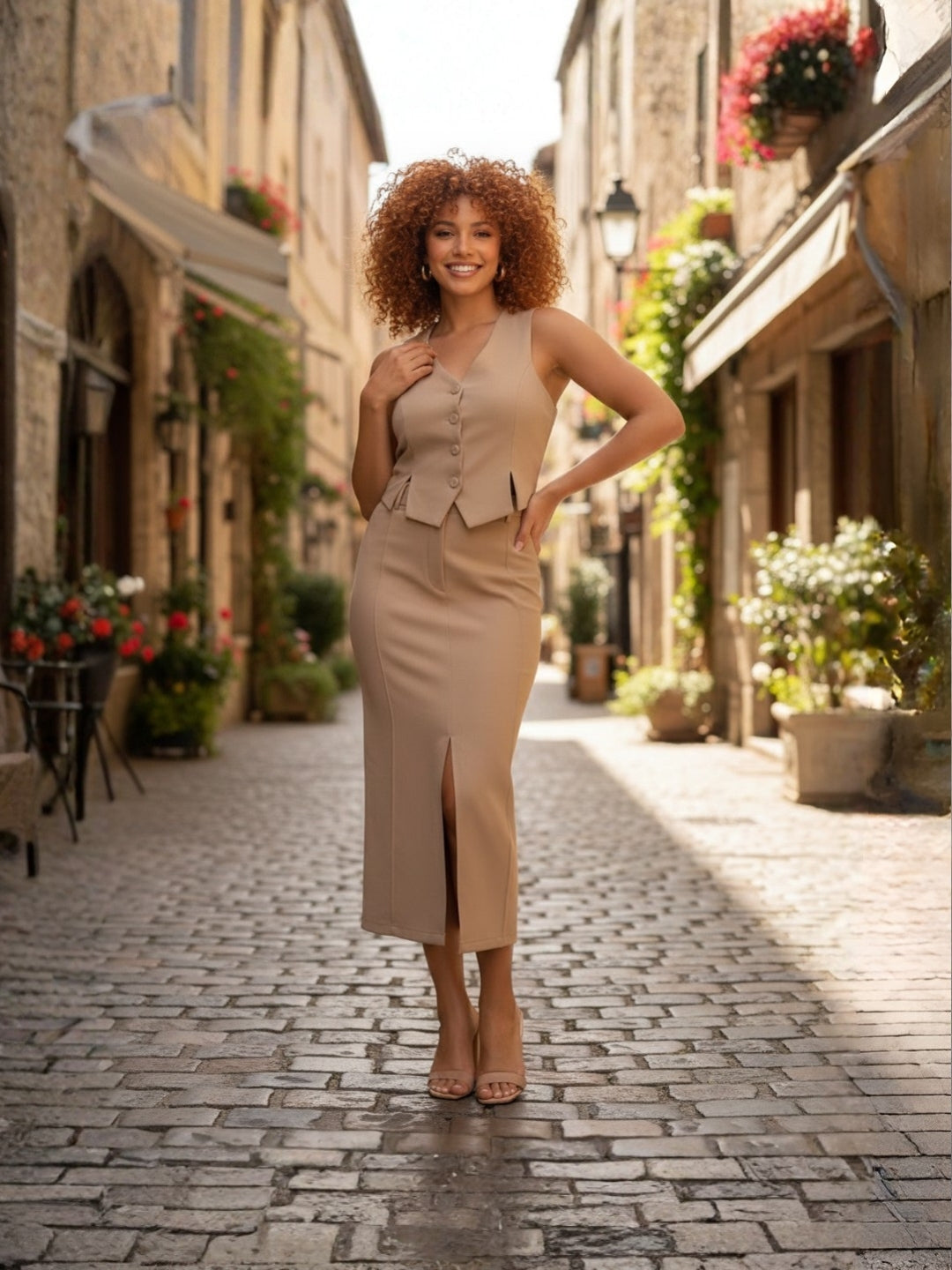 Clobug Beige Formal Co Ord Set