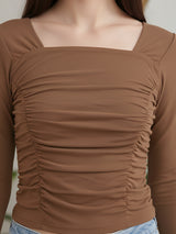 Brown Pleated Top