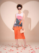 Printed Pop Sheer Midi Dress