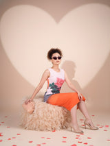 Printed Pop Sheer Midi Dress