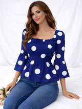 Clobug Women Polka Printed Full Sleeve Crepe Top