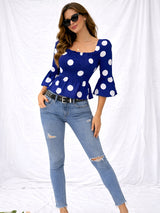 Clobug Women Polka Printed Full Sleeve Crepe Top