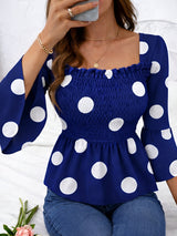 Clobug Women Polka Printed Full Sleeve Crepe Top