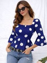 Clobug Women Polka Printed Full Sleeve Crepe Top
