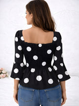 Clobug Women Polka Printed Full Sleeve Crepe Top