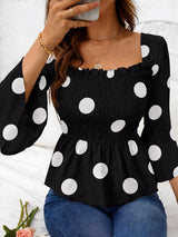 Clobug Women Polka Printed Full Sleeve Crepe Top