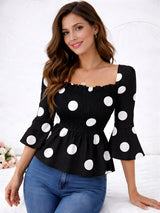 Clobug Women Polka Printed Full Sleeve Crepe Top