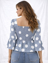Clobug Women Polka Printed Full Sleeve Crepe Top