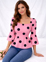 Clobug Women Polka Printed Full Sleeve Crepe Top